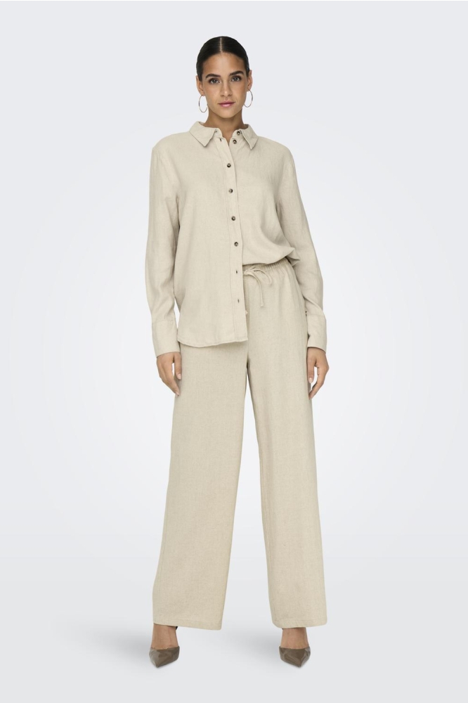 JDYSAY L/S LINEN LOOSE SHIRT WVN NO 15318364 Oatmeal/MELANGE